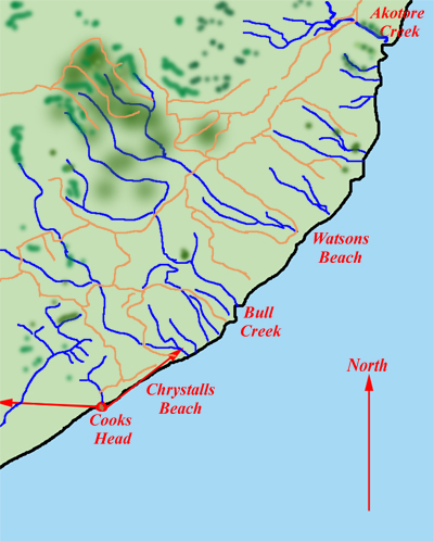 Map chrystalls Beach new zealand