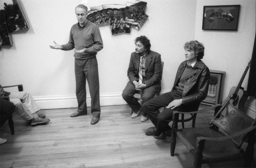 Marshall Seifert speaks at the welcome and speeches - the Pōwhiri - Opening of Secrets of the forgotten Tapu exhibition - Marshall Seifert Gallery Dunedin October 1986 