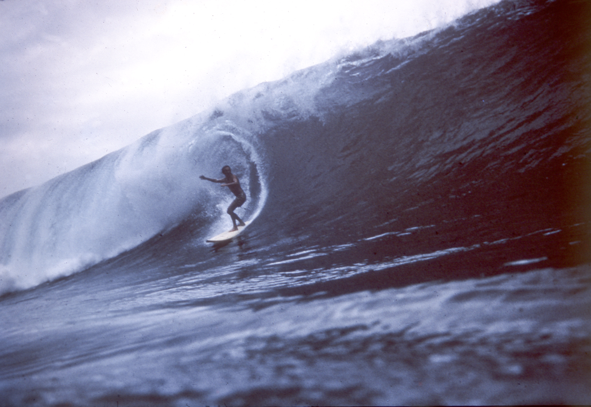 Austrailian surfer Chris Brock surfing Bobos break in 1974