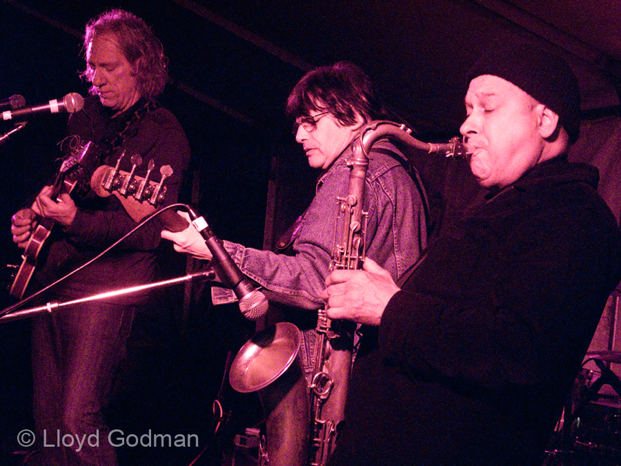 Sam Linton-Smith guit and vocals, Roy Zedras on bass & vocals and St Andrews local Ricky Ozimo on harmonica- Australia - St Andrews Festival - Sept 2009 - Lloyd Godman