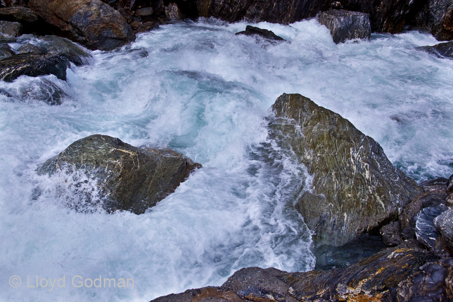 Wild mountain river west coast, New Zealand - photograph Lloyd Godman