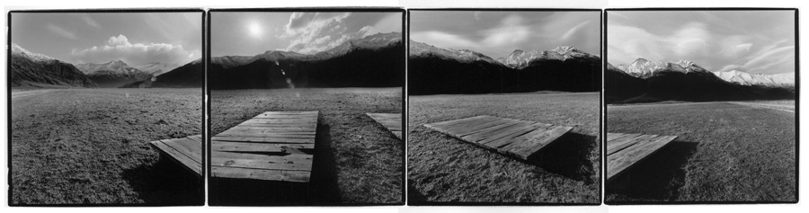 Panorama of the Upper Matukituki Valley before the river branches east and west.