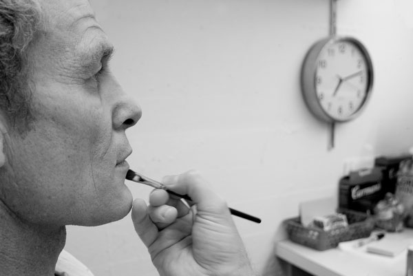 Jud Arthur being made up for a performance at the Sydney Opera House